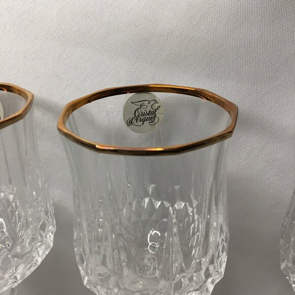 Cristal DArques Longchamp Gold Crystal Wine Glasses Set Of 4 With Gold Rim 17cl - Picture 2 of 4